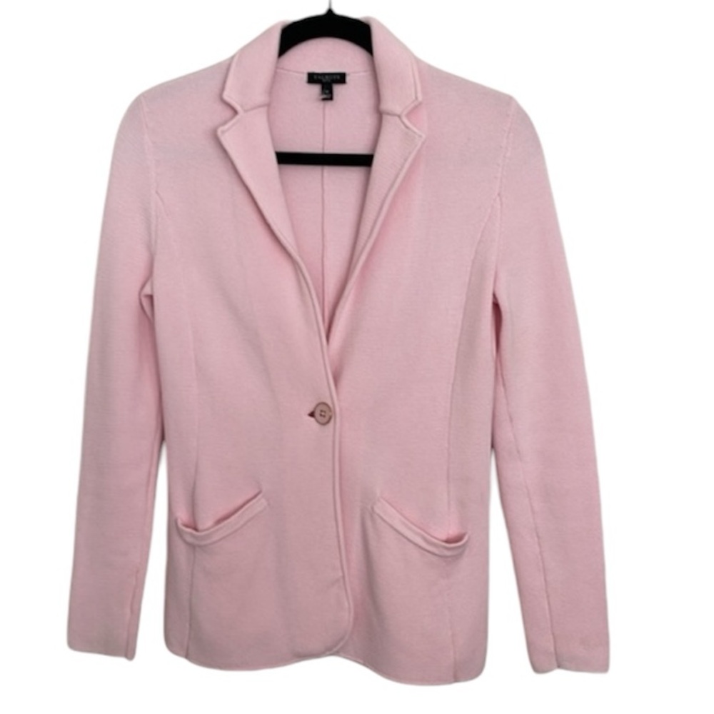 Talbots pink double faced knit sweater blazer jacket